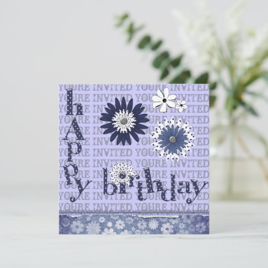 花お洒落バースデーパーティ招待状 招待状 (スタンド正面)