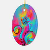 花お洒落ピンク黄紫、ティール(緑がかった色)青 セラミックオーナメント (左)