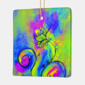 花お洒落ピンク黄紫、青 セラミックオーナメント (左)