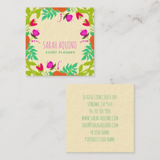 花お洒落フローライベントプランナー スクエア名刺 (正面/裏面)
