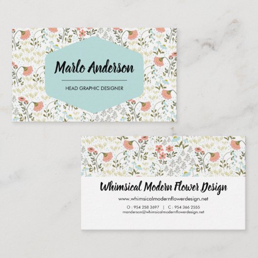 花お洒落モダン名刺 名刺 (正面/裏面)