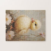 花お洒落付きアヒル春アート ジグソーパズル (横)