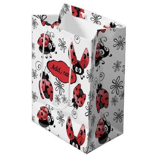 花お洒落付きラディバグ小抱き枕 ミディアムペーパーバッグ (正面アングル)