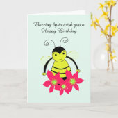 花お洒落付き蜂 カード (黄色い花)