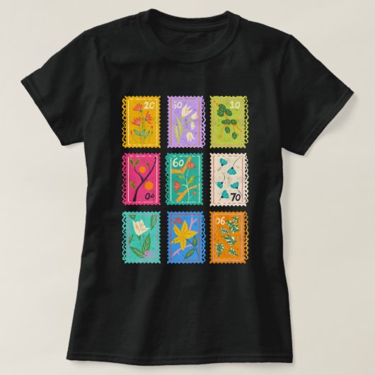花お洒落切手ぼほ花ガーリー Tシャツ (デザイン正面)