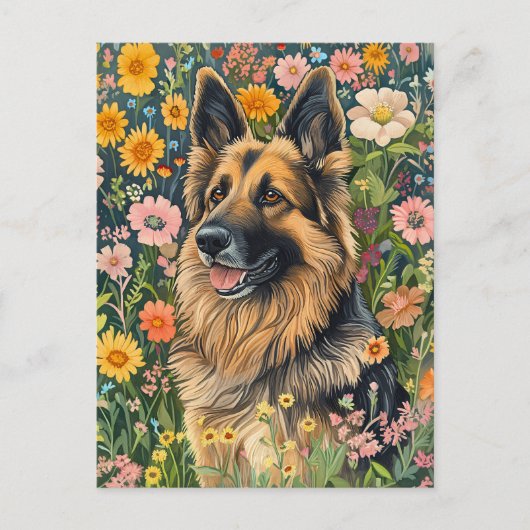 花お洒落園のドイツの羊飼い ポストカード (正面)