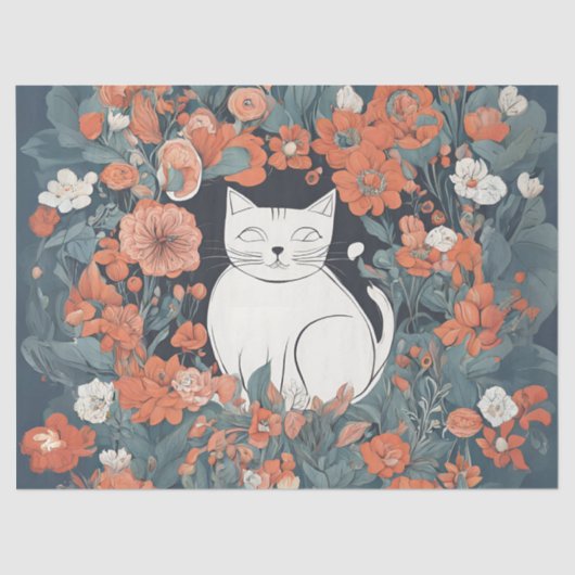 花お洒落園の猫 薄葉紙 (正面)