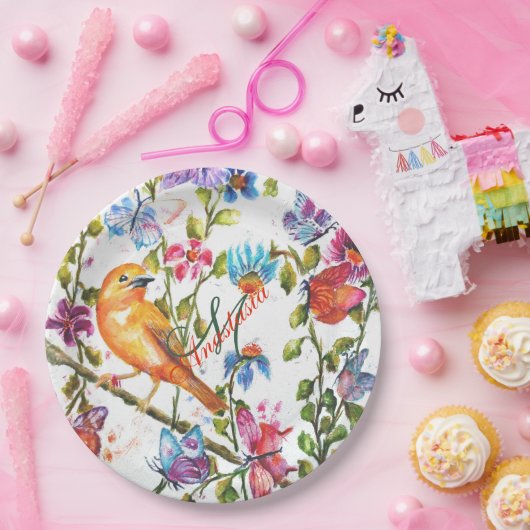 花お洒落園モノグラムパーティー ペーパープレート (パーティー)