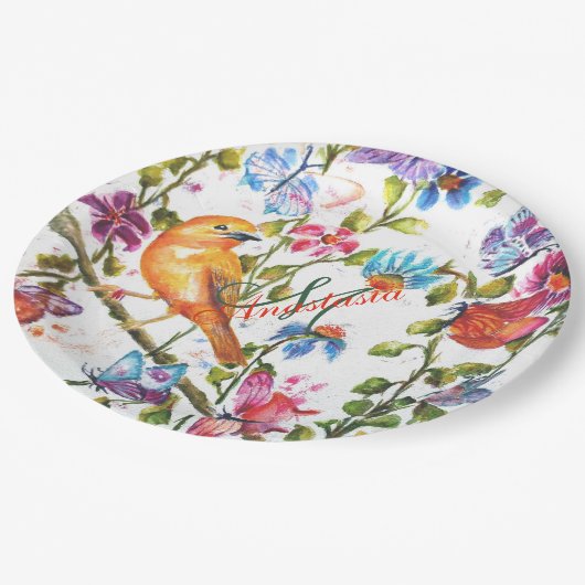 花お洒落園モノグラムパーティー ペーパープレート (アングル)