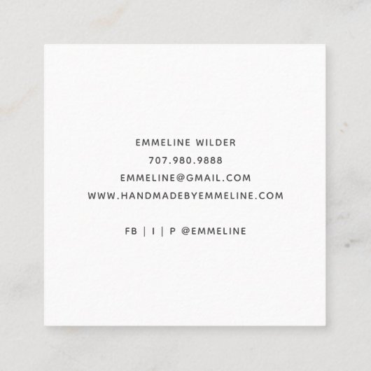 花お洒落工人手作 スクエア名刺 (裏面)