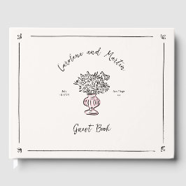 花お洒落手描き結婚ゲストブック ゲストブック