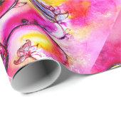 花お洒落明るい赤紫色桃色 ラッピングペーパー (ロールコーナー)