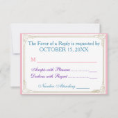 花お洒落柄RSVP 出欠カード (正面)