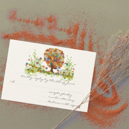 花お洒落樹の結婚応答カード 出欠カード