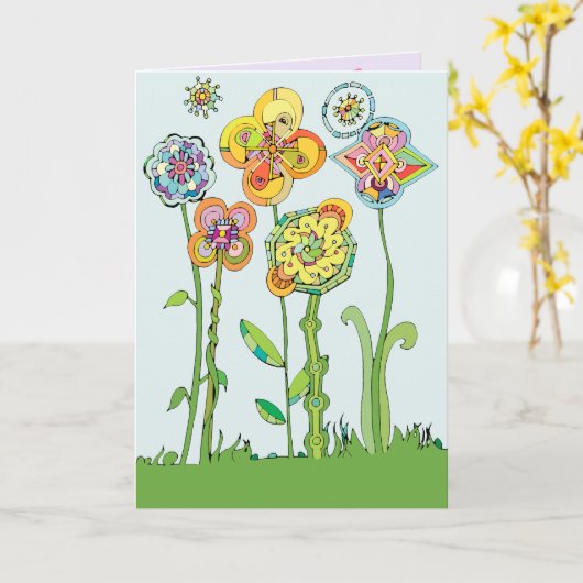 花お洒落母の日 カード (黄色い花)