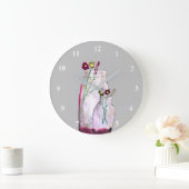 花お洒落瓶の水彩 ラージ壁時計 (ホーム)