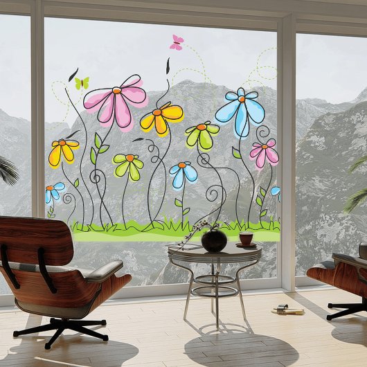 花お洒落窓が貼り付く ウィンドウサイン