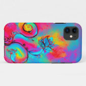 花お洒落色,ピンク色の黄色い青いフローラの水色 Case-Mate iPhoneケース (裏面(横))