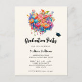 花お洒落花束卒業招待状 ポストカード (正面)