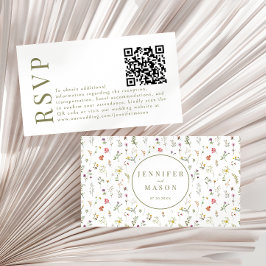 花お洒落花結婚式RSVP QRコードカード エンクロージャーカード