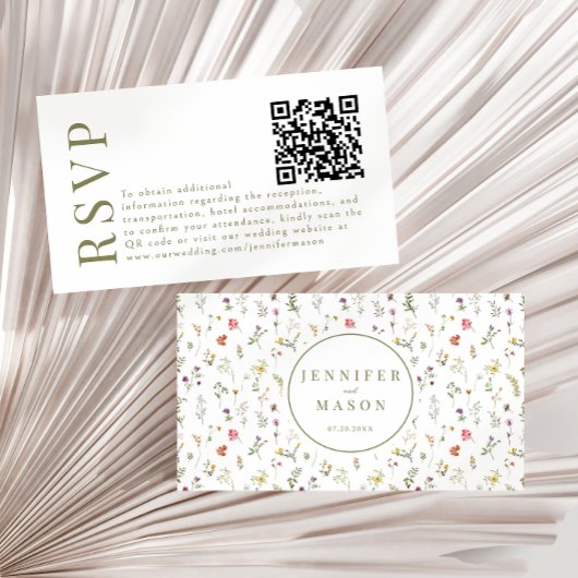 花お洒落花結婚式RSVP QRコードカード エンクロージャーカード