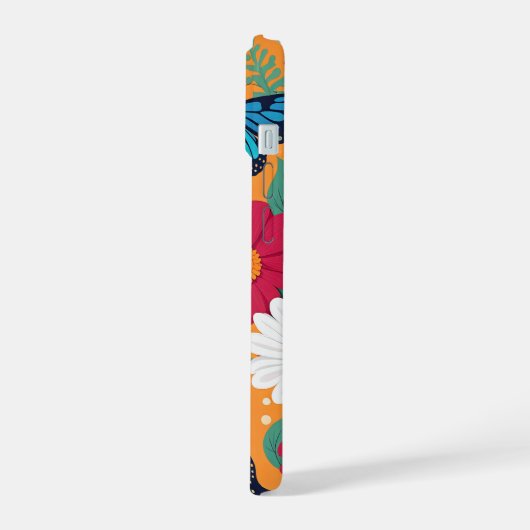 花お洒落蝶 iPhone 15ケース (左側面)