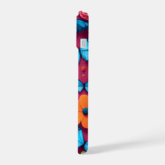 花お洒落蝶 iPhone 15ケース (左側面)