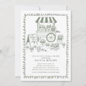 花お洒落車のブライダルシャワー招待 招待状 (正面)