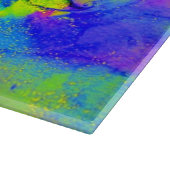 花お洒落青ピンク緑イエロー カッティングボード (角)
