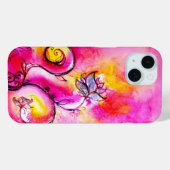 花お洒落、ピンク色の黄色い紫のフローラ渦巻き Case-Mate iPhoneケース (裏面 (横))