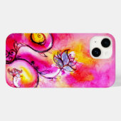 花お洒落、ピンク色の黄色い紫のフローラ渦巻き Case-Mate iPhoneケース (裏面 (横))