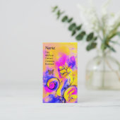 花お洒落、金ゴールド蝶イエローピンクフローラ 名刺 (スタンド正面)