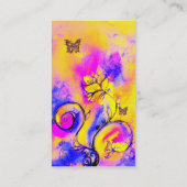 花お洒落、金ゴールド蝶イエローピンクフローラ 名刺 (裏面)