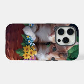 花かごの中の愛らしい子猫たち iPhoneケース (裏面横)