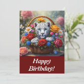 花かごグリーティングカードに入ったヒョウの仔 シーズンカード (スタンド正面)