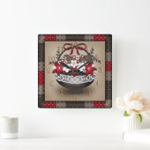 花かごレース枠デザインフローラヴィンテージre スクエア壁時計 (ホーム)