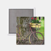 花かご付き古アンティーク自転車 マグネット (正面/裏面)
