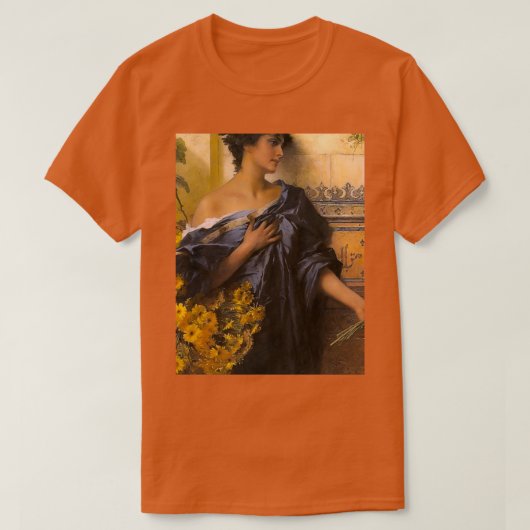 花かご付き女性 Tシャツ (デザイン正面)