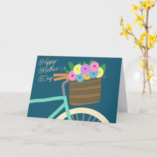 花かご付き自転車お母さんの日 カード (黄色い花)