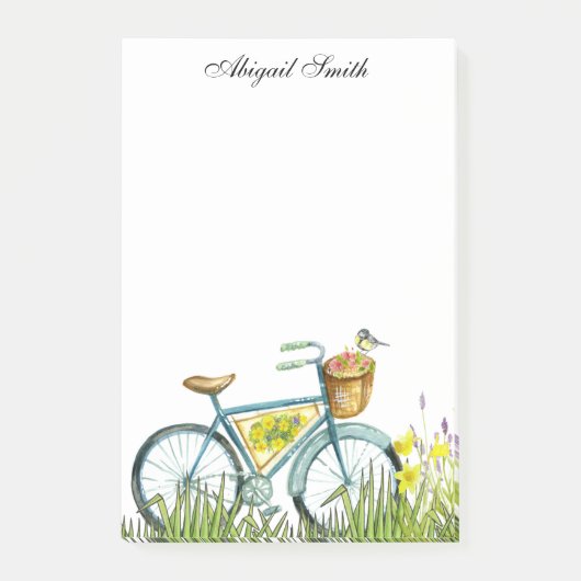 花かご付き自転車のポストイットノート ポストイット (正面)