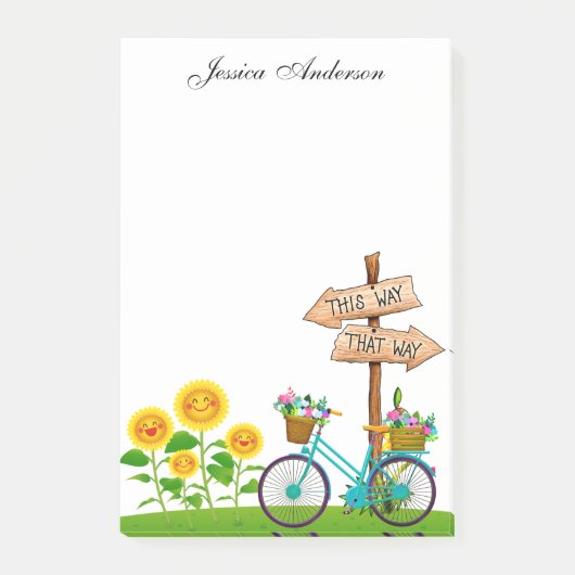 花かご付き自転車のポストイットノート ポストイット (正面)