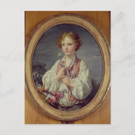 花かご入りの少年 ポストカード (正面)