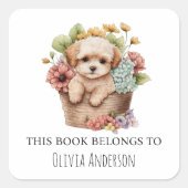 花かご内のマルティポ子犬この本は属している スクエアシール (正面)