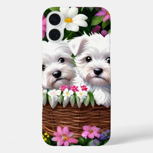 花かご内の可愛いウェスティテリアパピー Case-Mate iPhoneケース (裏面)