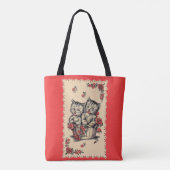 花かご内の愛らしい子猫 トートバッグ (裏面)