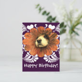 花から覗く子犬の愛 ポストカード (スタンド正面)