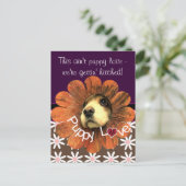 花から覗く子犬の愛 案内ポストカード (スタンド正面)