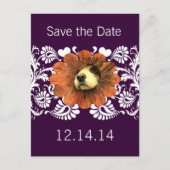 花から覗く子犬の愛 案内ポストカード (正面)