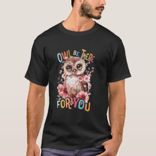花かわいいフクロウ飛んでいる動物の朝b tシャツ