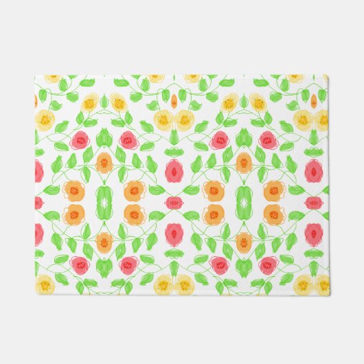 花かわいらしかわいらし投げマット ドアマット (正面)